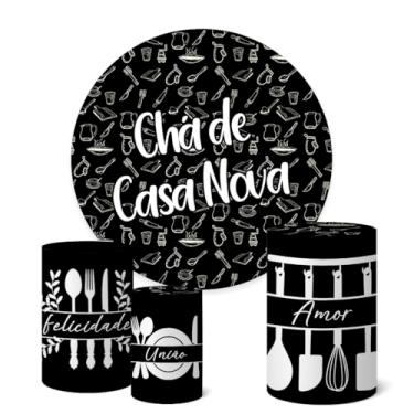 Imagem de Trio Capas Cilindro + Painel Redondo 1,50m Cha De Cozinha (Chá de cozinha K1CHA005)