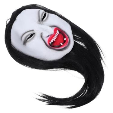 Imagem de Toyvian Máscara Assustadora: Máscara De Terror Assustadora De Mulher Realista Com Cabelo Longo - Acessório De Cosplay De Chapéu De Halloween Assustador Para Apresentações De Palco De