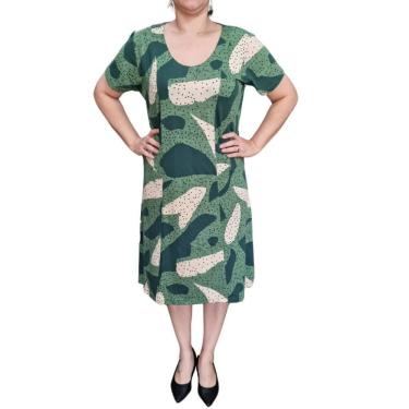 Imagem de Vestido Rodher Estampado Tons Verdes Plus Size