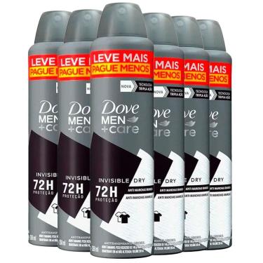 Imagem de Kit Desodorante Aerosol Dove Men Invisible Dry 250ml C/6 Unidades