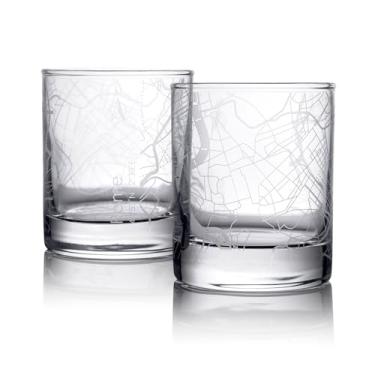 Imagem de Conjunto de 2 copos de uísque com mapa de Roma, copos rochosos, 25 ml Copos antiquados para beber uísque escocês, bourbon, coquetel, conhaque, vodca, gin, tequila, rum, licor de centeio, presente para
