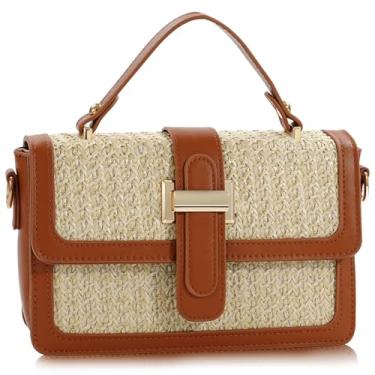 Imagem de Ann Bully Bolsas transversais de palha para mulheres verão praia bolsa de palha 2025 bolsa de tecido moderna bolsas de ombro para férias (marrom)