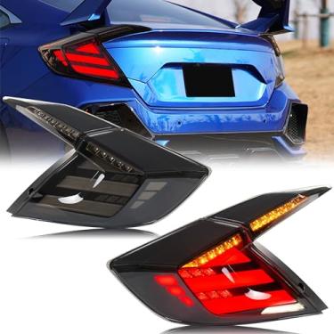 Imagem de inginuity time Luzes traseiras de LED para Honda Civic Sedan 2016-2021 10ª geração de animação de start-up sequencial, luzes traseiras pretas conjunto de acessórios (não serve para cupê Hatchback)