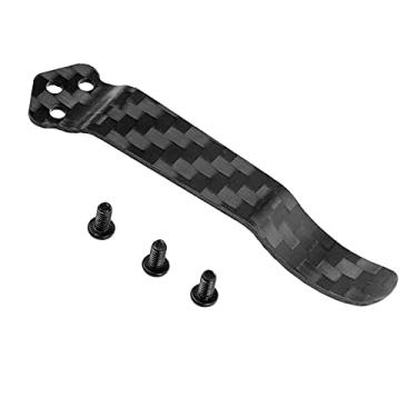 Imagem de 1 clipe traseiro de bolso para faca, clipe de bolso profundo de liga de titânio de 3 furos com parafusos, clipe de substituição de faca de fibra de carbono de luxo para a maioria dos canivetes Emerson