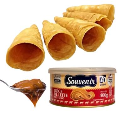 Imagem de Kit Lata de Doce de Leite Souvenir 400g + Canudinho Frito 200g Tipo Cone