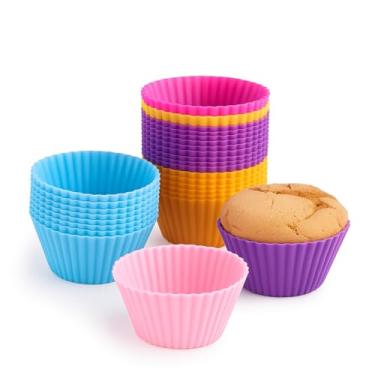 Imagem de Kit Forminhas de Silicone para Cupcake, 12 Unidades, Antiaderente, Resistente ao Calor 220°C, para Forno e Airfryer
