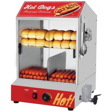 Imagem de Máquina de Vapor para Cachorro-Quente de 2 Andares, 40L, com Aquecedor de Pães, Temperatura Ajustável, Porta de Vidro Deslizante, Nessxa