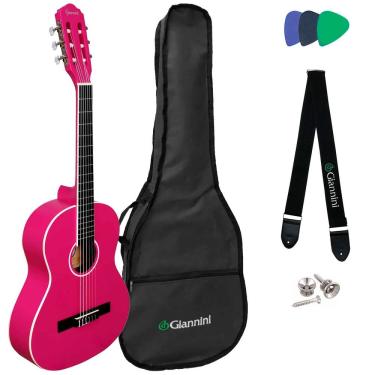 Imagem de Violão Giannini Start Acústico 3/4 N-6 Pink Satin Pks C/ Capa