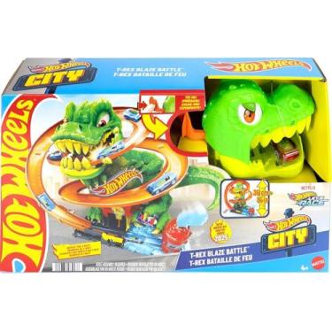 Imagem de Pista Hot Wheels Lets Race City Batalha Trex Mattel Jbm73