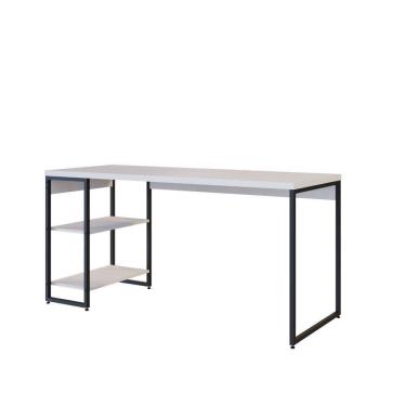 Imagem de Mesa C/estante Baixa 150x64x75cm Com 02 Prateleiras Branco Chess /