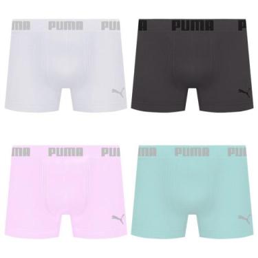 Imagem de Kit 4 Cuecas Puma Boxer Sem Costura Masculina, Branco, Rosa, M