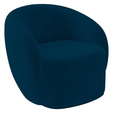 Imagem de Poltrona Para Sala De Estar Giratória Orgânica Garbin Z08 Veludo Azul Marinho - Mpozenato