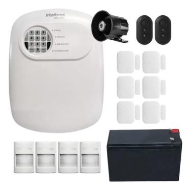 Imagem de Kit Alarme Sem Fio Intelbras 6 Magnéticos, 4 Infra PET, Bateria e Sire