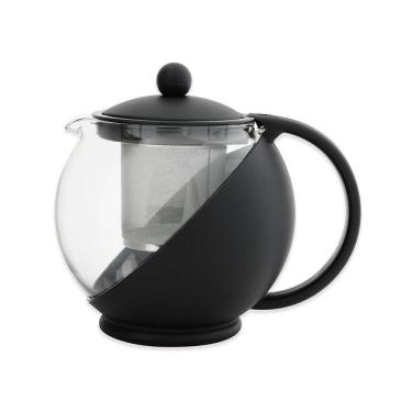 Imagem de Bule Cha Cafe Com Infusor Chaleira De Vidro 1250ml Cafeteira Inox Jarra Suco Filtro Coador Grande
