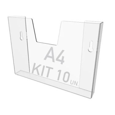 Imagem de Kit 10 Displays Porta Folha Parede A4 Acrílico Ps Horizontal