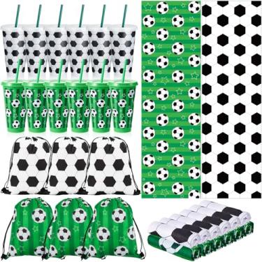Imagem de Jingmore Conjunto de 12 lembrancinhas de festa de futebol a granel para presente de futebol inclui sacos de cordão para garrafa de água de 680 g, toalhas refrescantes para presentes de equipe, eventos
