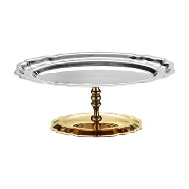 Imagem de Fxzqgnh Copo de Sobremesa, Tigela, Expositor de Lanches de Sobremesa, Suporte para Bolo, aço Inoxidável, Prato de Sorvete, Bandeja de Servir Frutas com Pé Par, Ouro, Tamanho real