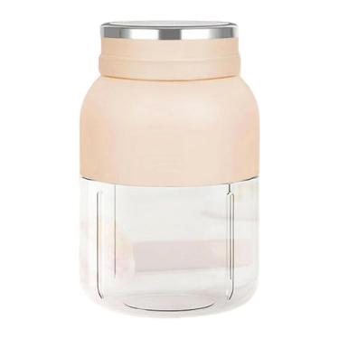 Imagem de IEUDNS Mini liquidificador portátil, copo, garrafa esportiva, misturador de frutas pessoal, espremedor de frutas cítricas de 1,2 L para uso interno, viagens, Bege Branco