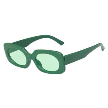 Imagem de Óculos de sol feminino retangular pequeno, óculos de sol masculino retrô para viagem, direção, pesca, UV400 (verde)