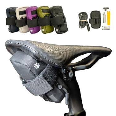 Imagem de Lumiere & Co. Bolsa de selim de bicicleta ultra pequena – 0,2 L | 12,7 cm x 7,6 cm x 2,5 cm | Design muito minimalista, alça de velcro segura | (preto mini)