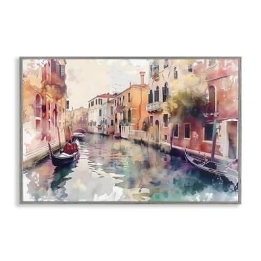 Imagem de Stupell Industries Canal de Veneza estilo aquarela cinza emoldurado giclée design de arte por LSR Creative Studio, 16 x 24