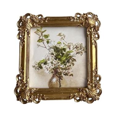 Imagem de Wswqop Moldura de Foto Vintage, Porta-retratos Europeu Antigo, Decoração Retrô Barroca para Quarto, Casamento, Casa, Mesa de Festa, Ouro, Tamanho real