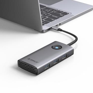 Imagem de ORICO Estação de ancoragem USB C 6 em 1 com HDMI 4K, 3 portas USB-A 3.0 e 1 USB-C 3.0 (5 Gbps), carregamento PD de 100 W, adaptador multiportas para Windows, Mac
