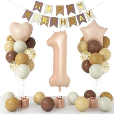 Imagem de Decorações de aniversário Dagelar Brown Beige Cream 1º aniversário