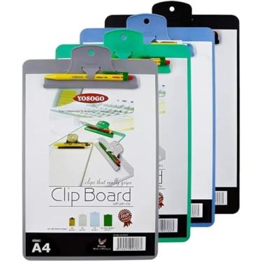 Imagem de Yosogo A4/Letra Tamanho Plástico Grampo – 2 pacotes com suporte de caneta prático e caneta bônus – Comporta até 40 folhas – Plástico ABS durável – Escrita, Escritório, Estacionário, Conjunto de materiais escolares