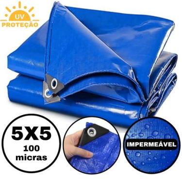 Imagem de Lona Plastica Cobertura Impermeavel Azul 5x5 Starfer