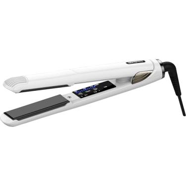 Imagem de GLAMPALM Alisador de cabelo chapinha de cerâmica de 2,5 cm com placas vibratórias, ferramenta de salão profissional número 1 da Coreia, cabo giratório 3D e tensão dupla, 11 configurações de calor (140