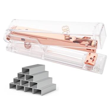 Imagem de Grampeador de mesa de escritório com 1000 grampos 24/6, formato de acrílico transparente, durável, moderno, para escritório, casa, escola, pST20RG