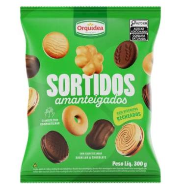 Imagem de Biscoito Amanteigado Chocolate e Recheado Orquídea 300g