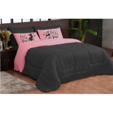 Imagem de Edredom eu te amo rose preto 05 peças casal queen box dupla face - THE