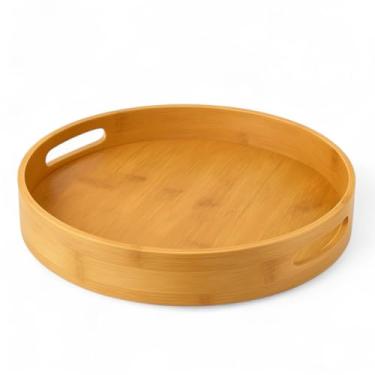 Imagem de Bandeja de Bambu Redonda 30cm | Servir Café da Manhã, Frios, Petiscos, Mesa Posta, Decorativa Multiuso