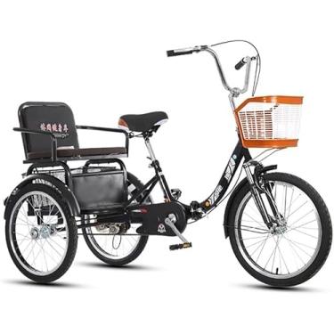 Imagem de Bicicleta De Triciclo Adulto De 20 Polegadas - Bicicleta De 3 Rodas Para Adultos, Capacidade De Carga 180kg, Triciclo De Cruzeiro, Triciclo De Carga Com Luz De Cesta De Compras, Bicicleta D, C