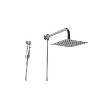 Imagem de Ducha Chuveiro Inox 304 20 cm c/ Chuveirinho de Mão ABS - AMG Metais