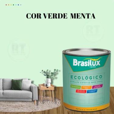 Imagem de Esmalte Sintético Base Água Brasilux Ecologico Cor Verde 800ML Brilhan