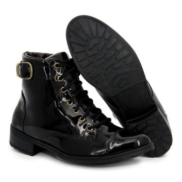 Imagem de Coturno Feminino Bota Inverno Frio Com Fivela Lateral Cano Baixo - Bli