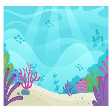 Imagem de Papel de Parede Adesivo Infantil Fundo do Mar Quarto Bebe - 741pcp - A