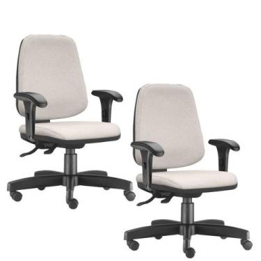 Imagem de Kit 02 Cadeiras Giratórias Job Diretor Executiva Linho Bege - Lyam Dec