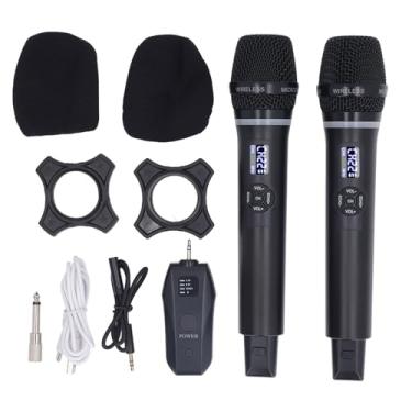 Imagem de Microfone Dinâmico Sem Fio Bluetooth USB Recarregável Dual Handheld Mic com Receptor Qualidade de Som Superior para Karaoke Wedding Party Stage Performance Aluminum Alloy Plastic