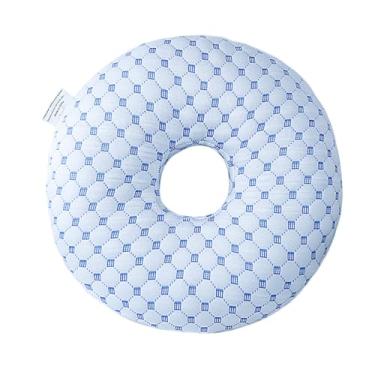Imagem de Bothyi Travesseiro de dormir lateral em formato de O, 12" Protetor auricular confortável para uso com fones de ouvido, brincos e relaxamento, Azul
