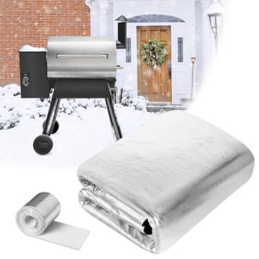 Imagem de Cobertor de defumador ajuda a manter o calor no inverno, cobertor isolado cortável compatível com Traeger 34 Series/Pro 780, Pit Boss 700/800, Z Grills 700, Masterbuilt 800, Camp Chef 91 cm, prata, 89
