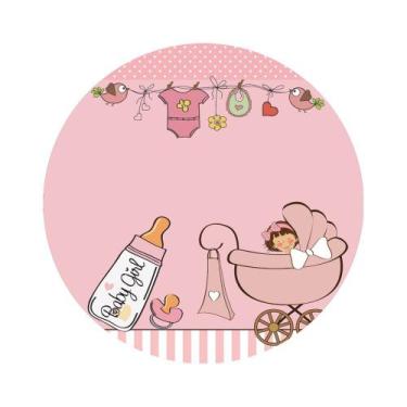 Imagem de Painel de Lona Redondo Chá de Bebe Baby Girl - Fabrika de Festa, 160x1