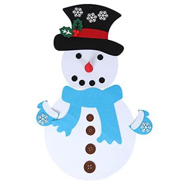 Imagem de Luqeeg Ornamento de Natal do Boneco de Neve Destacável, Decoração de Jogos de Parede Com Corpo de Chapéu, Flocos de Neve, Luvas e Olhos, Sem Cheiro, Sem Cheiro para (Filho de neve azul de cachecol)