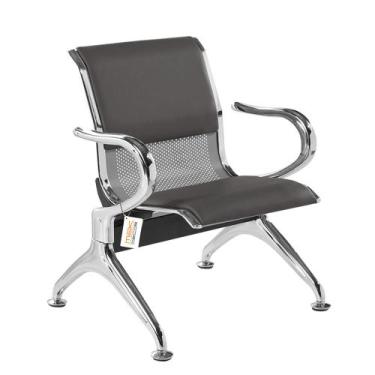 Imagem de Cadeira Longarina Com Est Cromada 1 Lugar Colors - MAK DECOR, Cinza