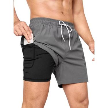 Imagem de Calções de banho SILKWORLD, com forro de compressão, calções de nataçã