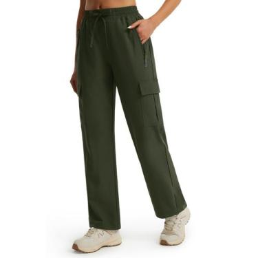 Imagem de Calças de caminhada Libin para mulheres, verde militar, tamanho M