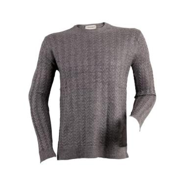 Imagem de Suéter masculino de gola redonda, estilo casual, algodão roxo/preto - 